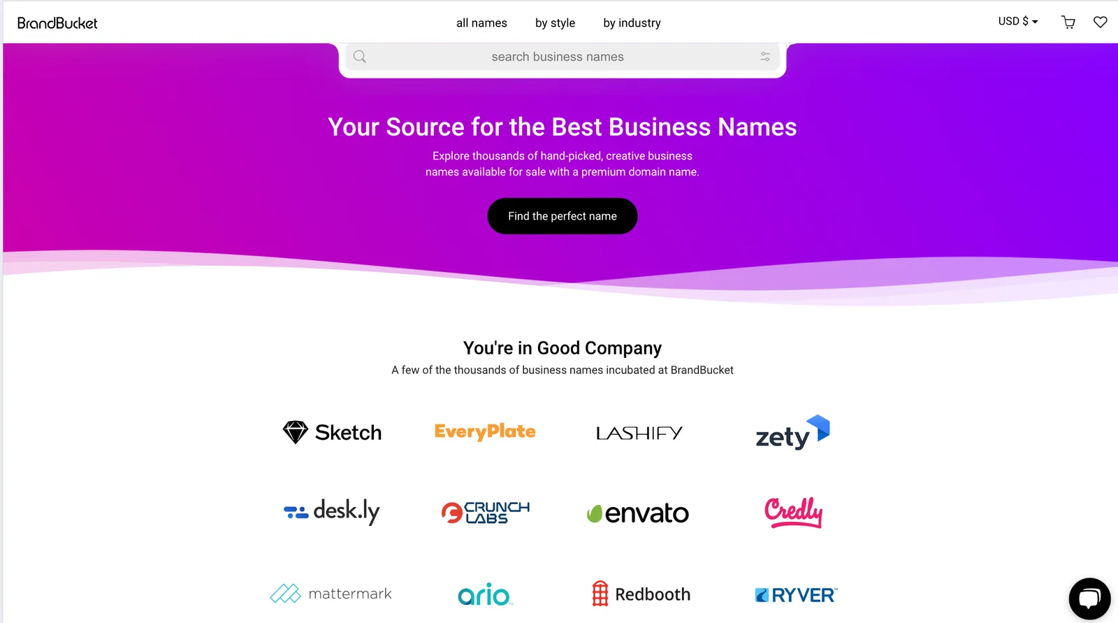 BrandBucket product interface